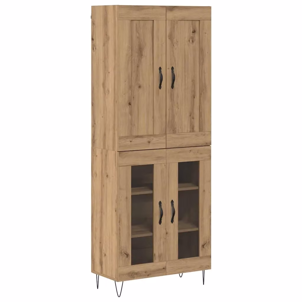 Credenza moderna vidaXL in legno e metallo color rovere, L/P/H: 69,5 x 34 x 180 cm – 2