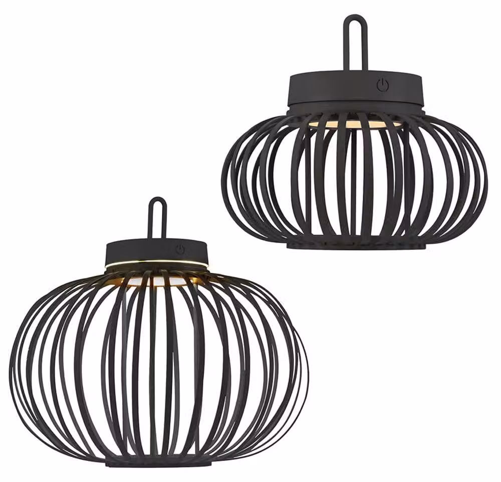 Set da 2 lampade a sospensione/da tavolo a LED ricaricabili, dimmer touch, diametro 25/36 cm