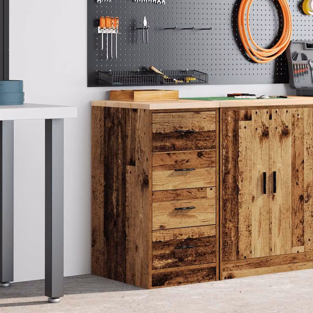 Armadietto da giardino vidaXL in legno di pino marrone con ante a battente e cassetti L/P/H: 40 x 51 x 85 cm