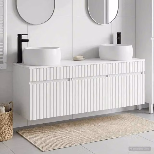 Set di Armadi da Bagno 3 pz Bianco Lucido 49 x 44,5 x 66 cm 3405771