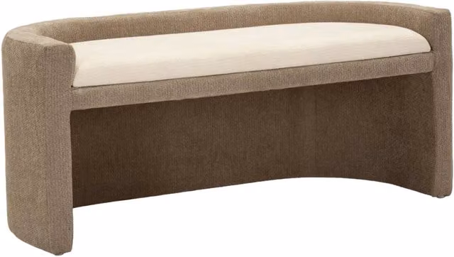 Panca dal design nordico con struttura in MDF e seduta imbottita beige