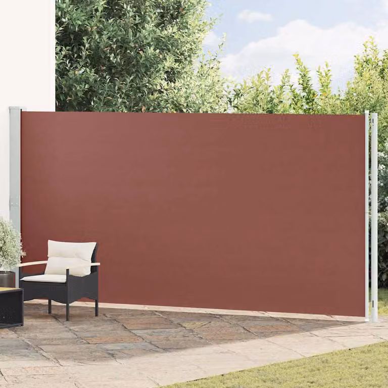 vidaXL Tenda da Sole Laterale Retrattile per Patio in Poliestere e Acciaio, Marrone, L: 614 cm, H: 200 cm