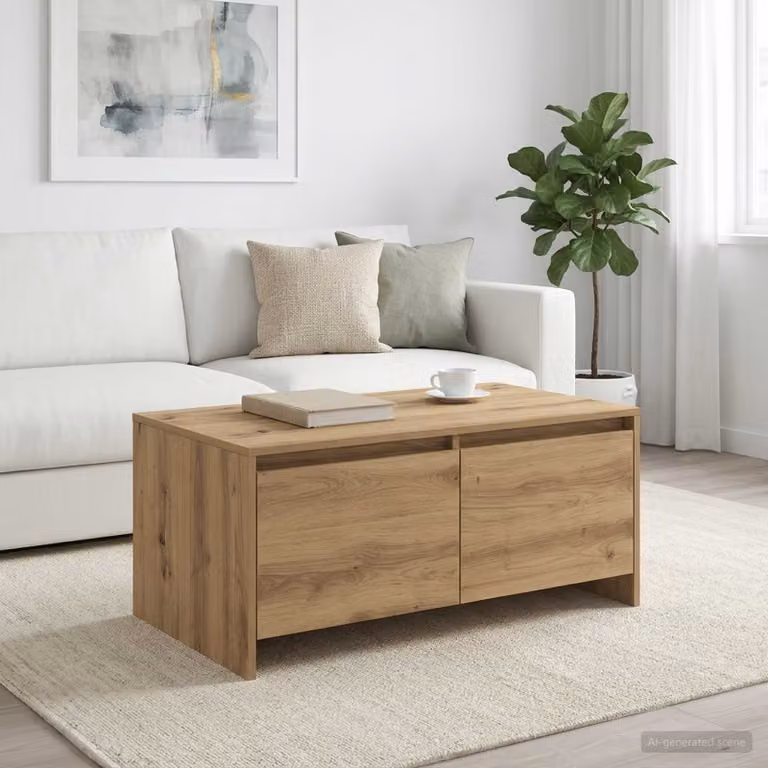 vidaXL Tavolino da salotto moderno in legno color rovere, L 90 x P 50 x H 41.5 cm