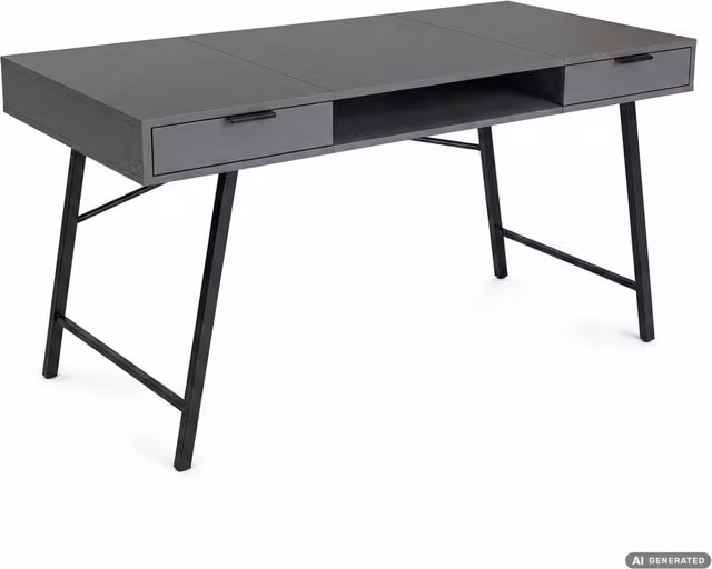 Scrivania da computer industriale AKORD FURNITURE FACTORY in MDF e metallo, Grigio e Nero, L: 120 cm