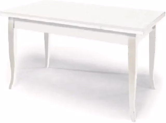 Tavolo da pranzo allungabile fino 200 cm in legno massello e mdf con rifinitura in bianco 120x80x75 H chiuso