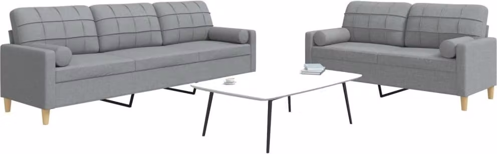 Maison Exclusive - Set divano a 2 posti con cuscini decorativi in tessuto grigio chiaro