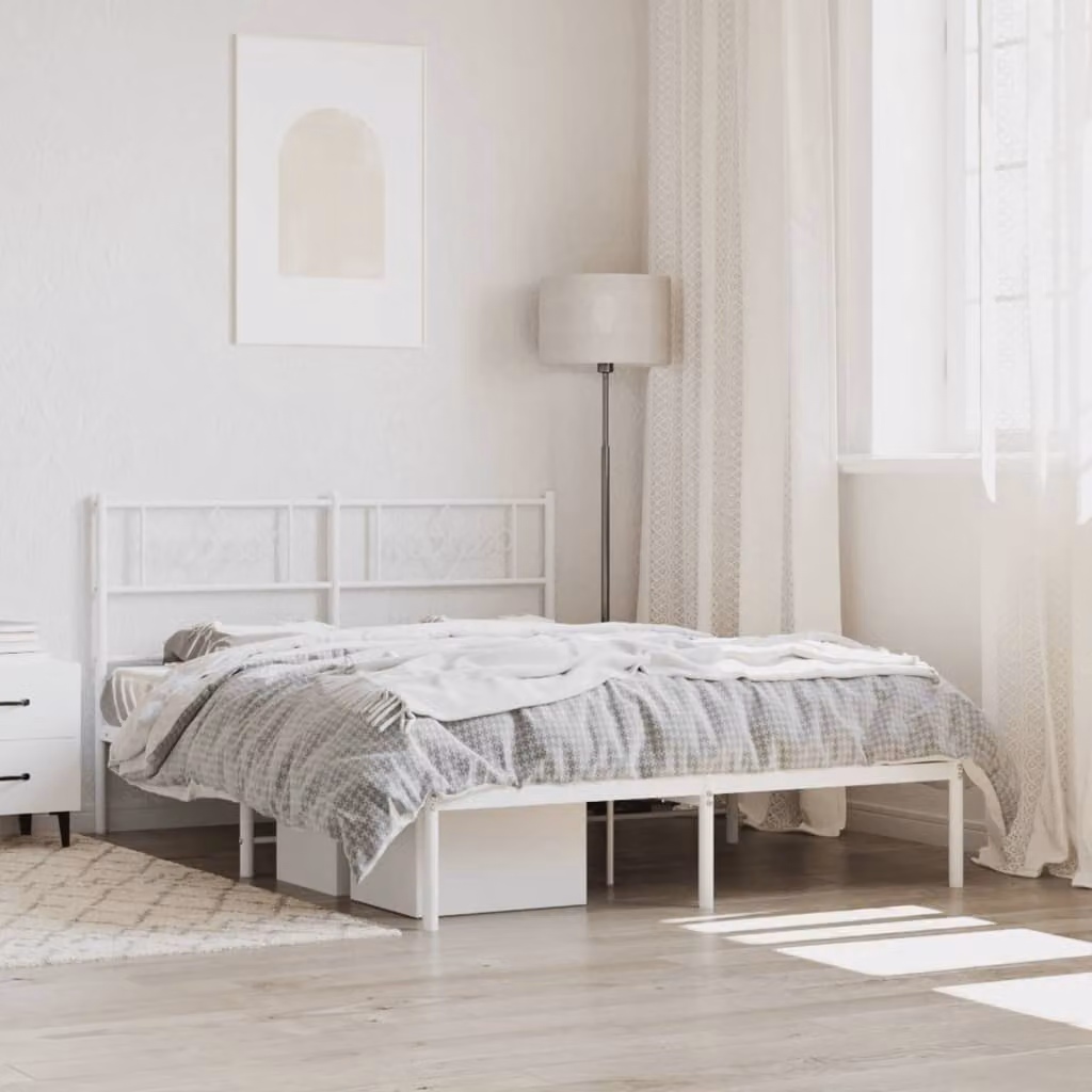 vidaXL Giroletto con Testiera in Metallo Bianco L/P/H: 120 x 200 x 90 cm