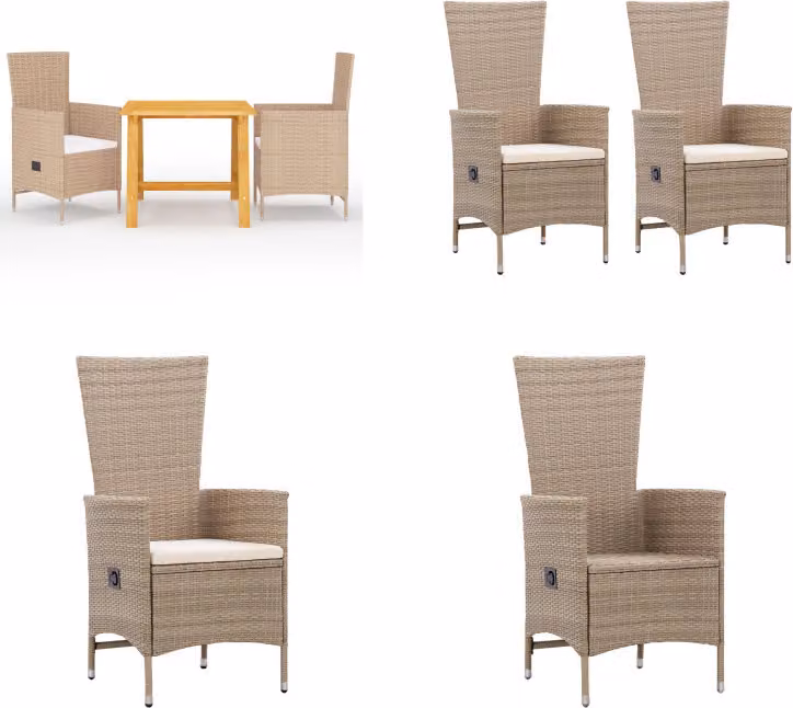vidaXL set da pranzo da giardino 3 pezzi beige - Set da pranzo da giardino - Set da pranzo da giardino - Mobili da giardino - Set di mobili da giardino