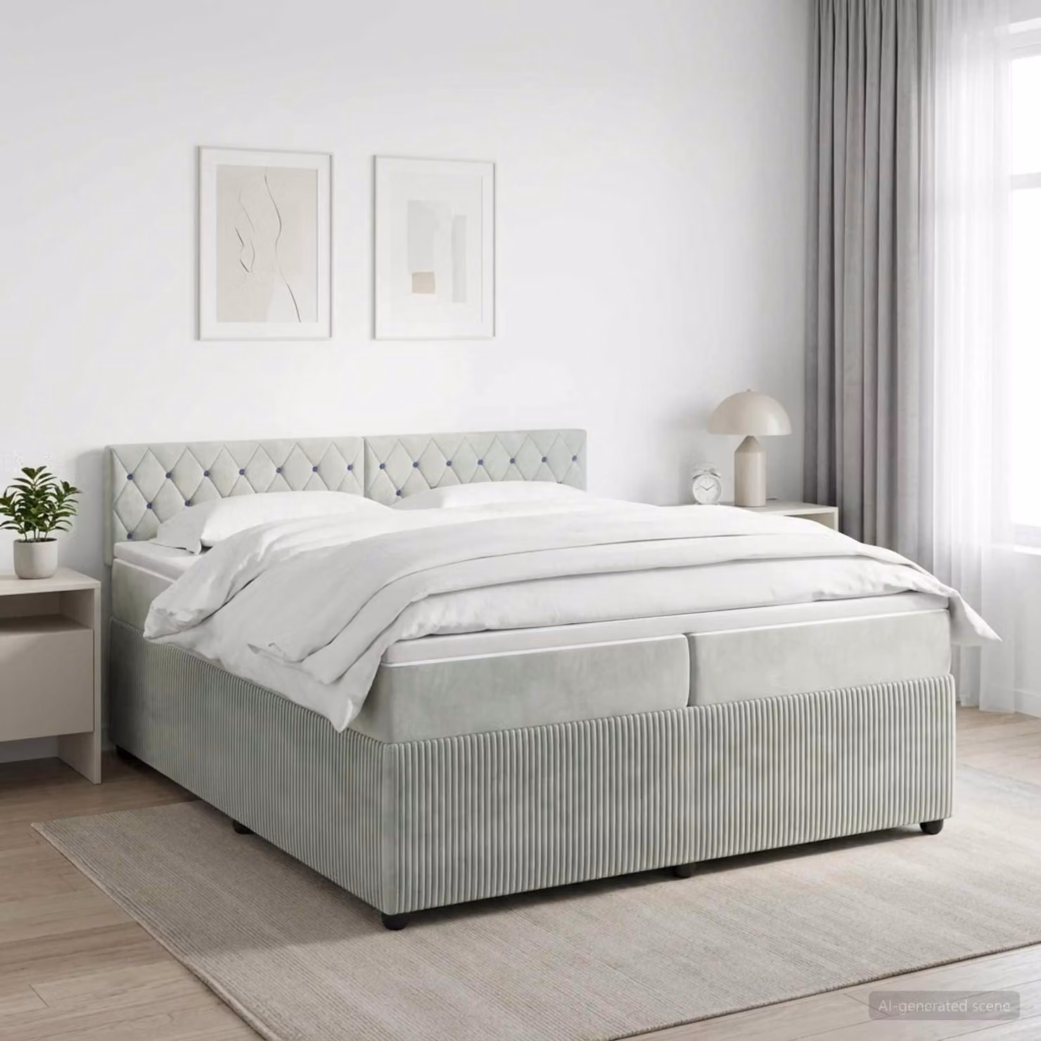 Maison Exclusive - Letto boxspring con materasso Grigio chiaro 200 x 200 cm Velluto