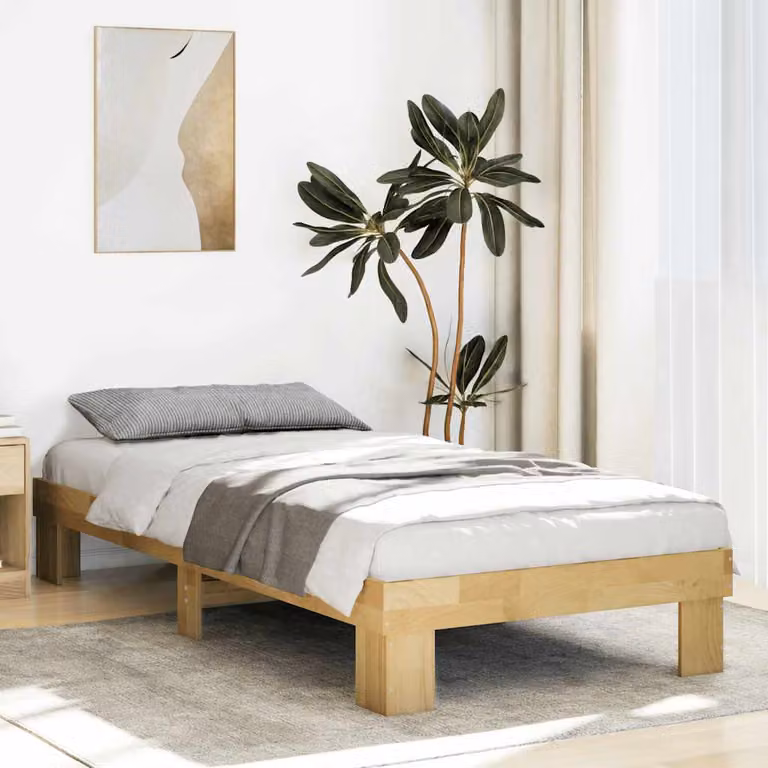 Struttura Letto in Legno di Rovere vidaXL, Colore Marrone, L 78 cm x P 193 cm