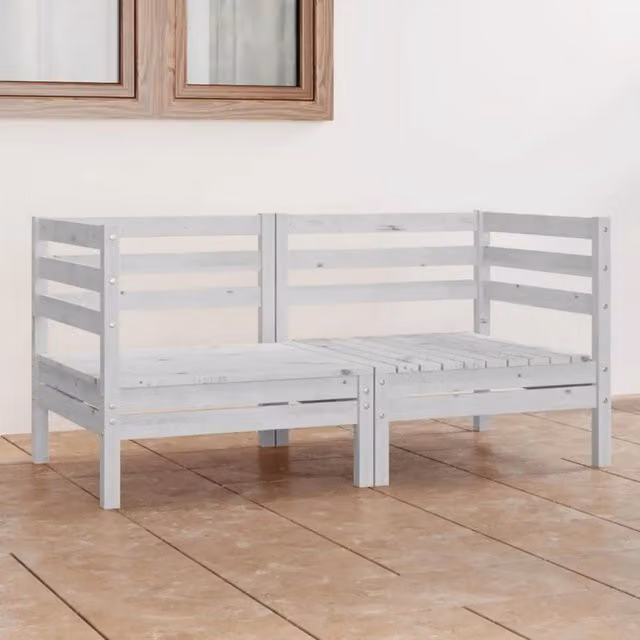 Divano da giardino a L con struttura in legno di pino massello bianco vidaXL