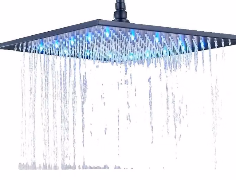 Doccia, illuminazione a LED, design elegante, colore nero, diametro 12 pollici