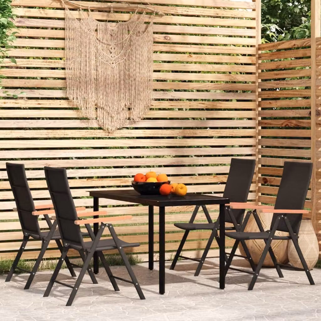 Maison Exclusive - Set da pranzo da giardino 5 pezzi nero