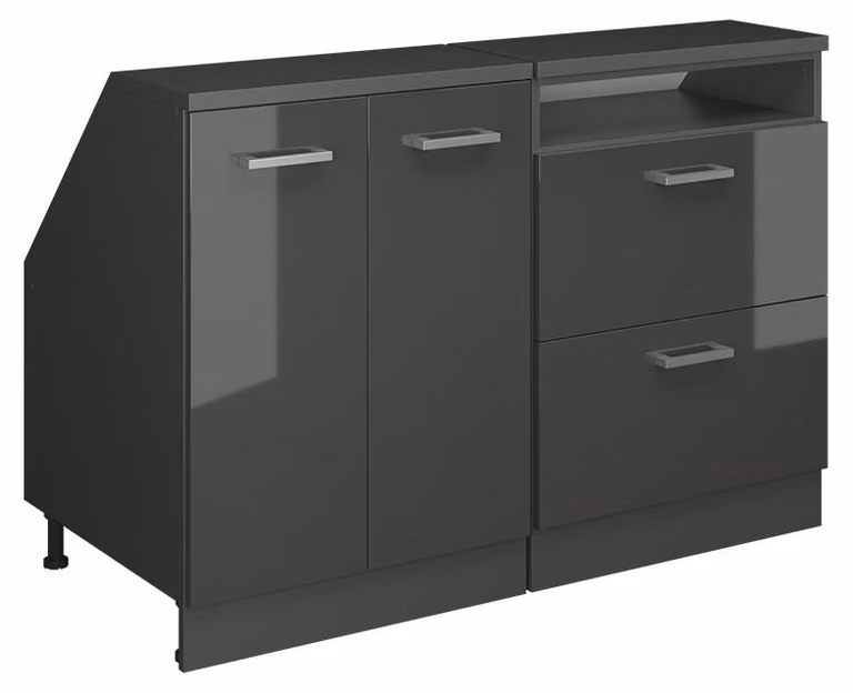 Mobile cucina sottotetto Vicco R-Line Antracite lucido 120 cm Set di 2 carcasse armadio profondità 60 cm, Model 60092