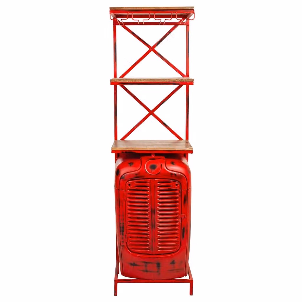 Portabottiglie a forma di trattore WANDERLUST DECO in legno e metallo rosso L: 84 cm, P: 40 cm, H: 185 cm – 2