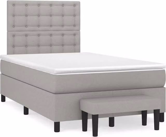 Letto Ibrido vidaXL con Giroletto a Molle e Materasso in Tessuto Grigio e Bianco L/P: 120 x 200 cm