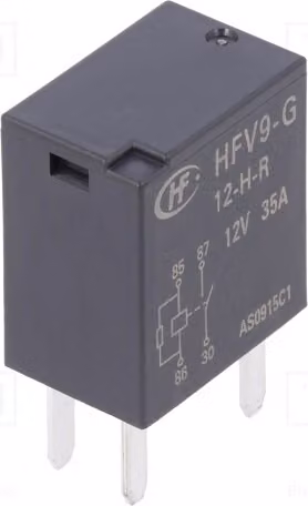 1 relè: bobina elettromagnetica per veicoli, standard americano: 12VDC, 35A, 124Ω, modello HFV9-G/12-H-R, elettromagnetica