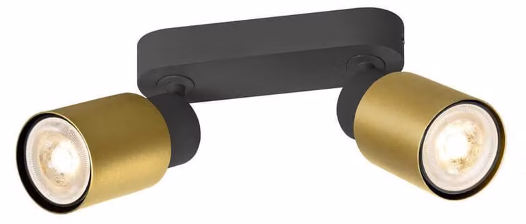 SLV PURI 2.0 Tube, plafoniera a parete e soffitto, lunga, 2 x max. 6W GU10, nero / oro 1008362
