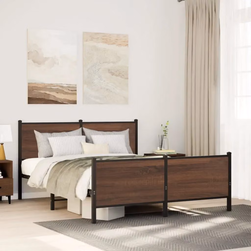 Letto matrimoniale Design In in metallo color rovere marrone con rete a doghe fisse L/P/H: 200 x 140 x 91,5 cm – 2