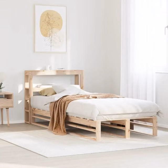 Letto in legno massello di pino vidaXL stile rustico beige L/P/H: 209 x 90 x 82 cm
