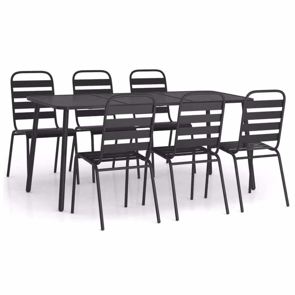 Set da Pranzo da Giardino 7 pz in Acciaio Antracite