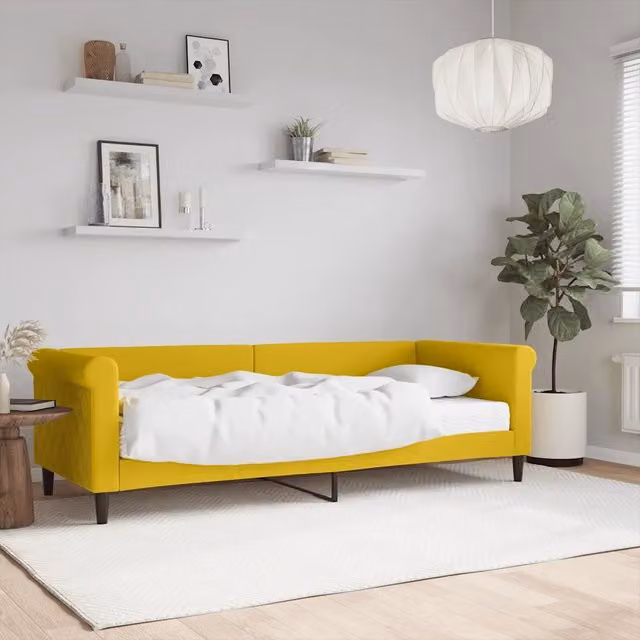 Divano Letto con Materasso-Sofa Letto-Daybed Giallo 80x200 cm in Velluto 264989