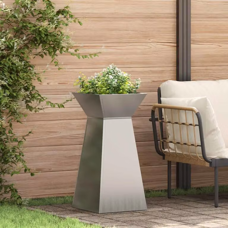 Vaso a pilastro vidaXL in acciaio zincato argento L/P/H: 35 x 35 x 73 cm