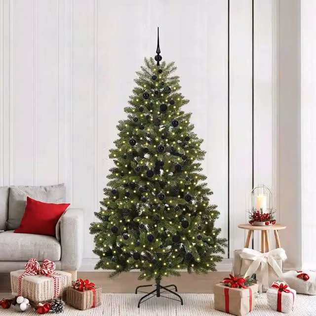 Albero di Natale artificiale moderno vidaXL verde con 300 LED bianco caldo, Altezza: 210 cm