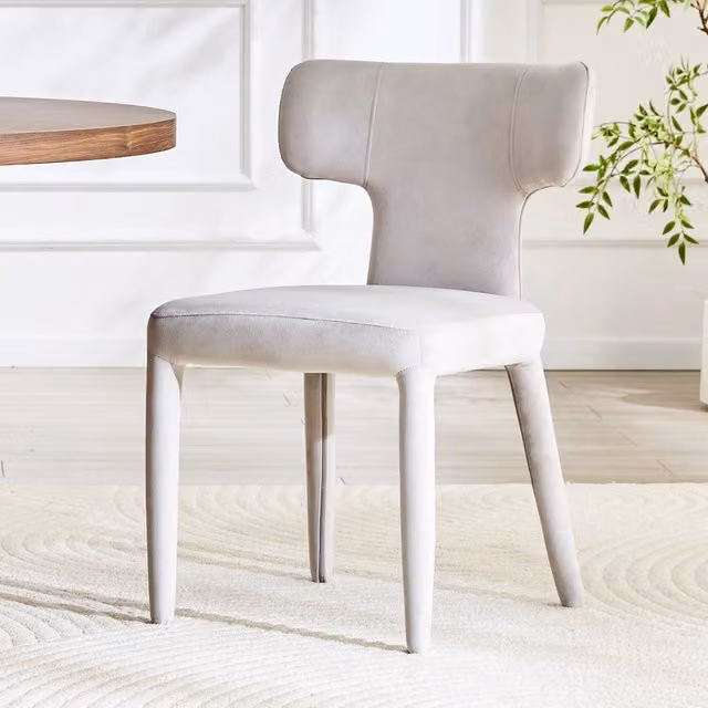 Set di 2 sedie da pranzo moderne WISHDOR in tessuto grigio con struttura in metallo