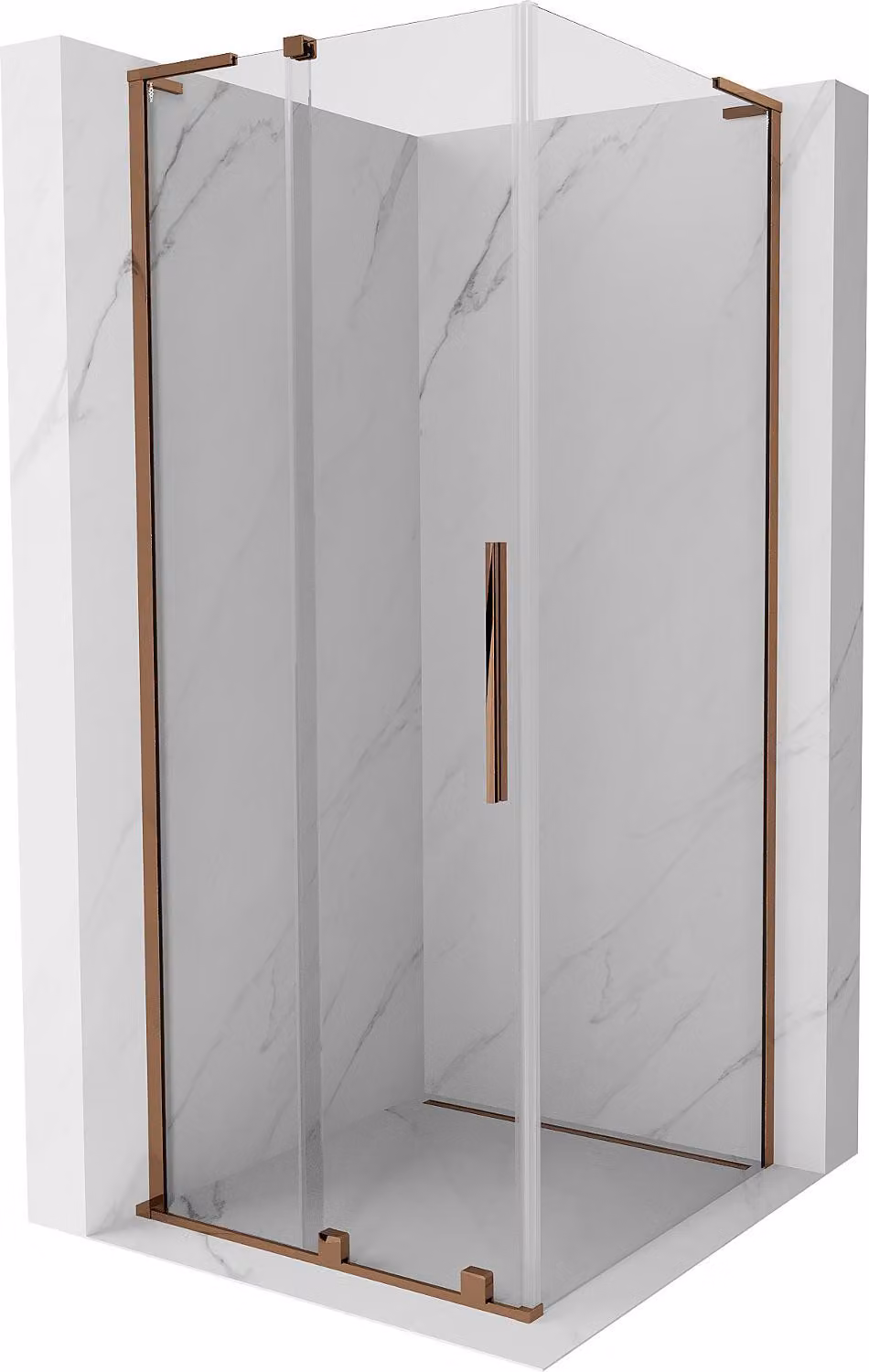 Mexen Velar L cabina doccia scorrevole 120 x 120 cm, trasparente, oro rosa - 871-120-120-03-60