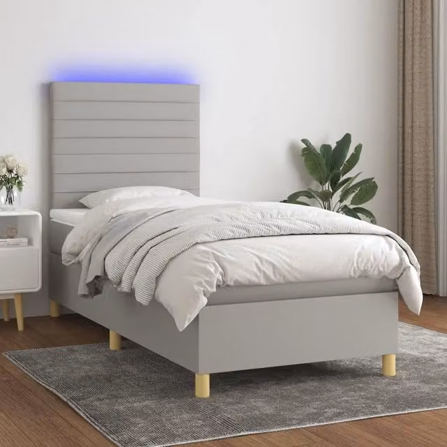 Letto Ibrido con Materasso e Illuminazione LED vidaXL Grigio Chiaro L/P: 100 x 200 cm