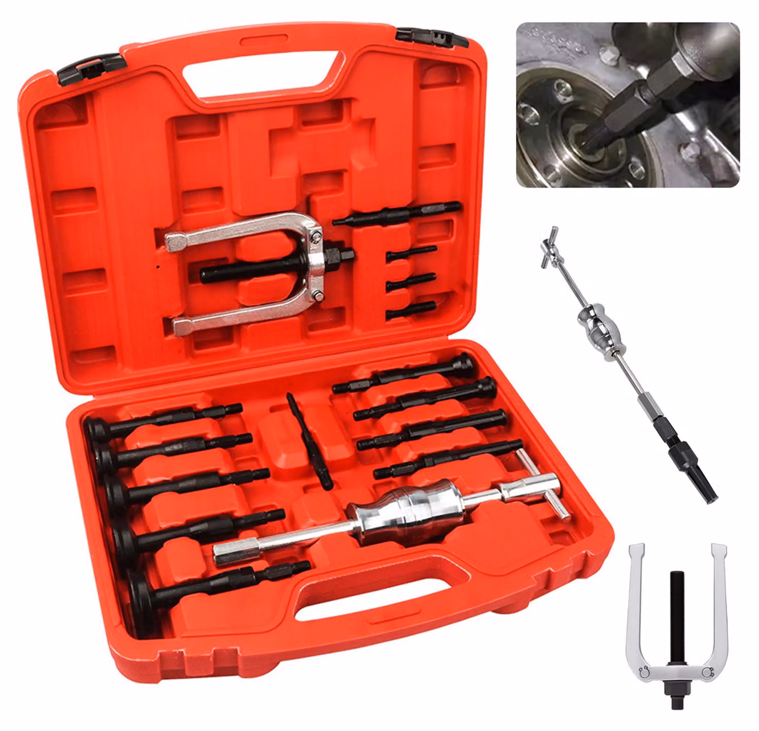 Kit di estrattori per cuscinetti - Set da 16 pezzi - Diametro 8-58 mm - Per automobili e veicoli
