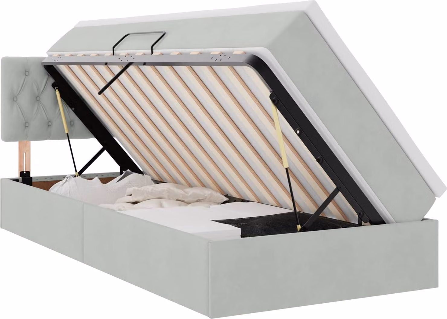 Letto con contenitore LED e materasso Grigio Chiaro 90 x 200 cm
