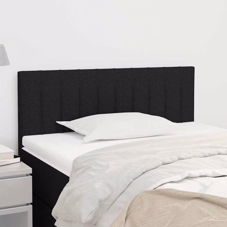 Testiera per letto vidaXL in tessuto nero con struttura in legno, stile classico, L: 90 cm, P: 5 cm, H: 78-88 cm