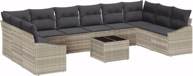 Set Divano da Giardino Grigio chiaro polyrattan 3355581