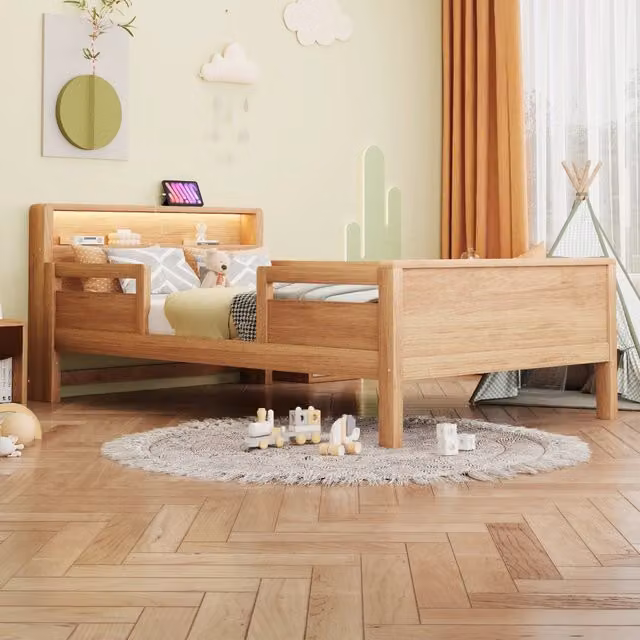letto in legno colore legno naturale 90 x 200 cm