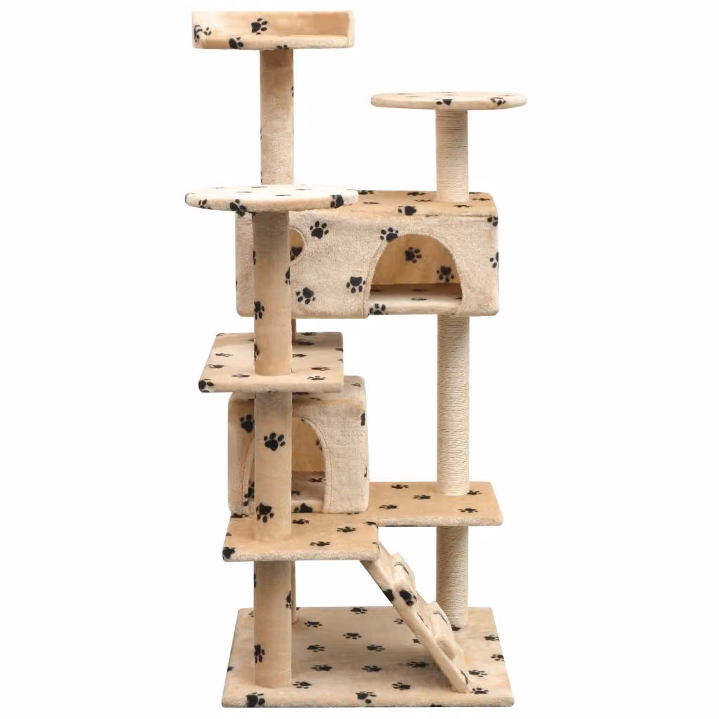 vidaXL Tiragraffi per gatti 125 cm con impronta di zampa Beige
