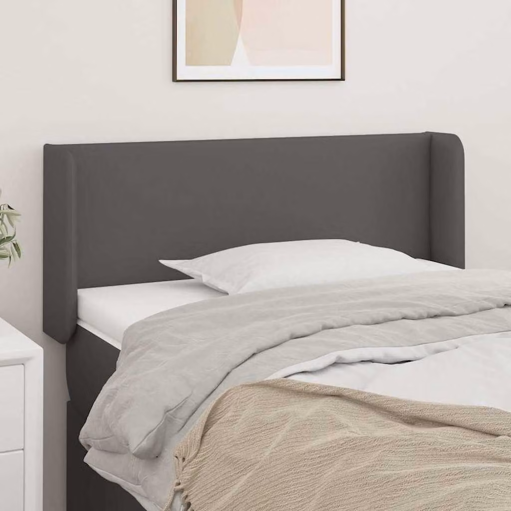 Testiera ad orecchio vidaXL in similpelle grigia con struttura in legno, L 93 cm, P 16 cm, H 78-88 cm