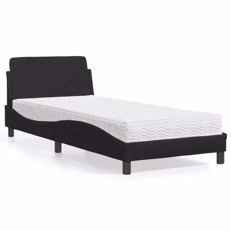 Letto con Materasso Dover vidaXL in Similpelle Nero 90x190 cm