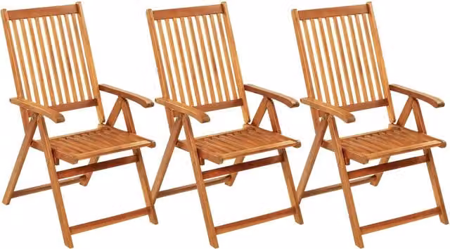 Sedie Pieghevoli 3 pz con Cuscini Acacia Massello 3064098