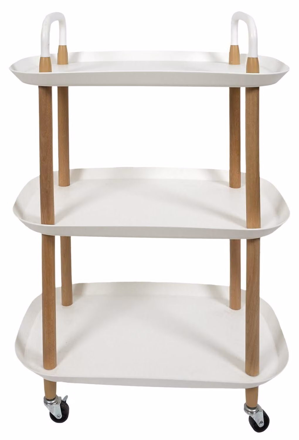 Calicosy - Carrello mobile 3 ripiani effetto legno e bianco H81 cm - ORIA