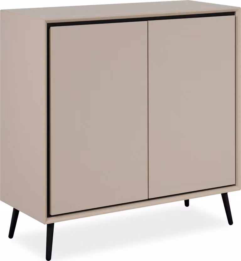 Cassettiera >Arona< 2 ante, 2 ripiani, in sabbia/nero - 90x90x38cm (LxAxP)