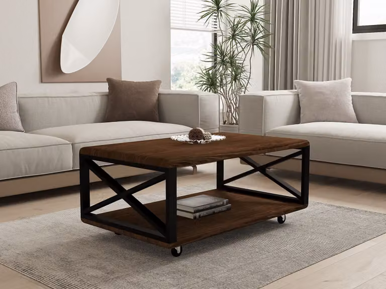 Skye Decor, Yuso- Yuso PUQ, colore noce, tavolini, 42,5x98x60 cm, 100% legno di pino