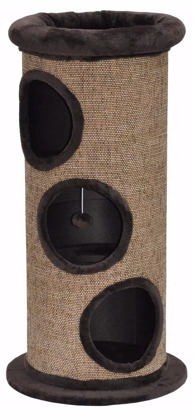Tiragraffi per gatti - Con grotta - Peluche - Marrone - 105 cm