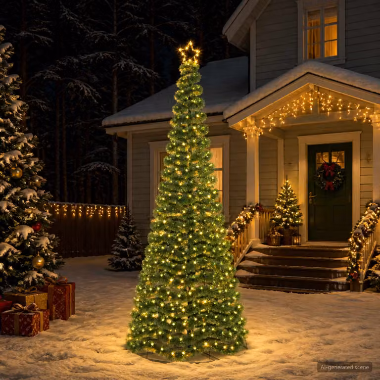 vidaXL Albero di Natale in tinsel con luci LED e base EKENAS 250 cm