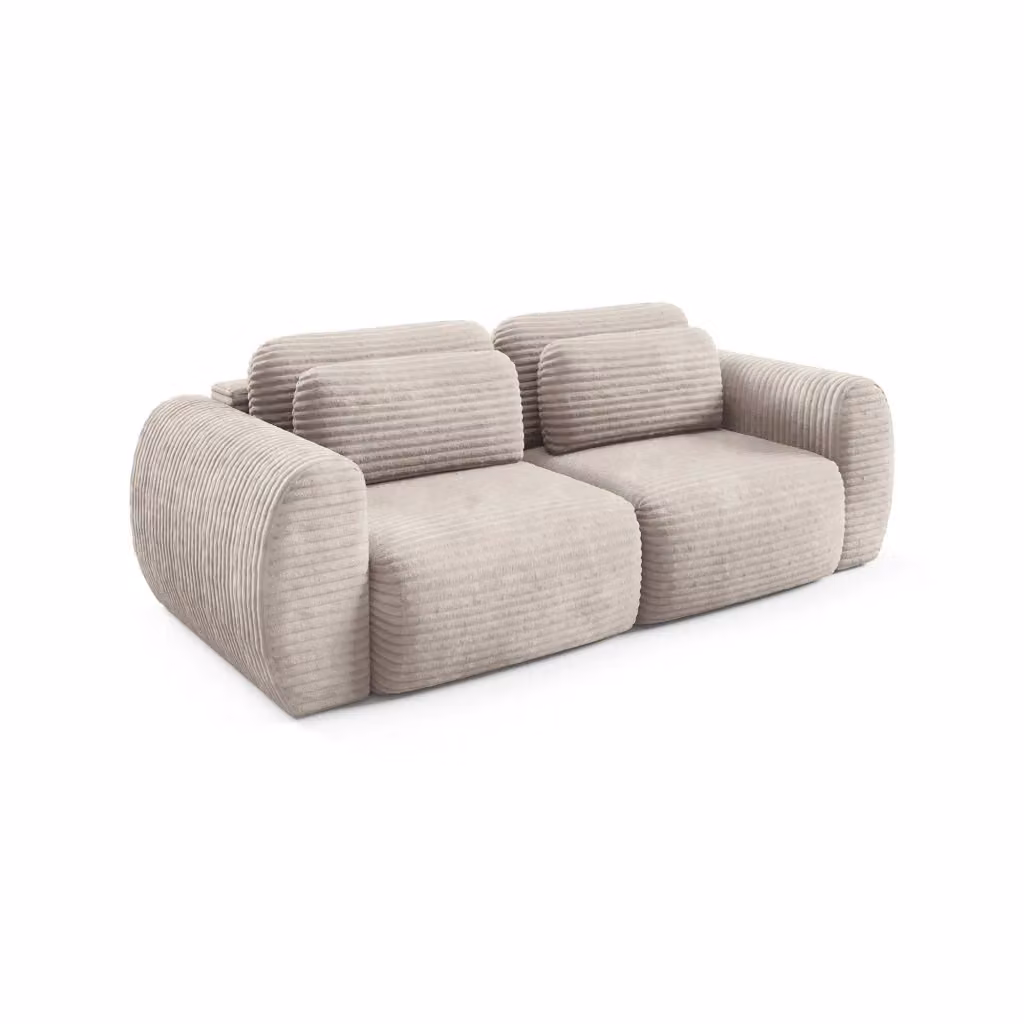 Divano Letto 2 Posti con Contenitore DMORA, Beige Chiaro, L: 266 cm, P: 121 cm – 2