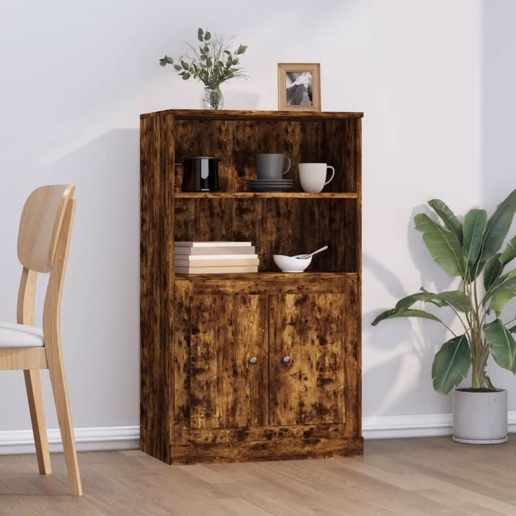 Credenza moderna vidaXL in legno multistrato color rovere fumo, L 60 cm, P 35,5 cm, H 103,5 cm