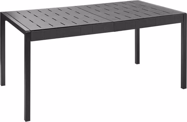 Tavolo da pranzo rettangolare da giardino BELIANI nero con telaio sintetico resistente alle intemperie L: 120 cm, P: 84 cm, H: 76 cm