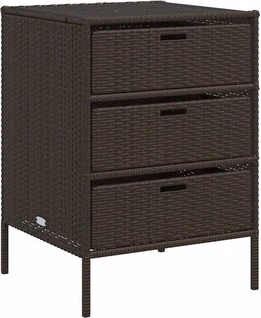 Armadietto Portaoggetti da Giardino in Polyrattan Marrone L: 55 cm, P: 59 cm, H: 80 cm CFW4672043