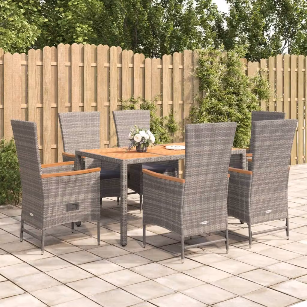 Maison Exclusive - Set da pranzo da giardino 7 pezzi con cuscini grigio in polyrattan